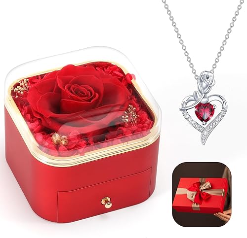 Forever Rose Flowers - Regalos de cumpleaños para ella, regalos del día de San Valentín, rosa real preservada, regalos de cumpleaños para esposa,