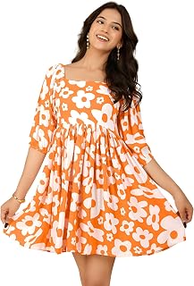 MODIVAA Women Polyester Floral Printed A-Line Midi Dress | Summer Casual Dress | Lightweight Daily & Office Wear (D253) Price In India