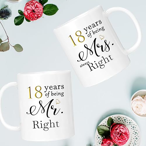 Miniatura 8 de ERYUWOZA Juego de 2 tazas de café para aniversario de 46 años, regalos de boda para esposa, marido, padres, pareja, abuelos, 46 años, regalos de