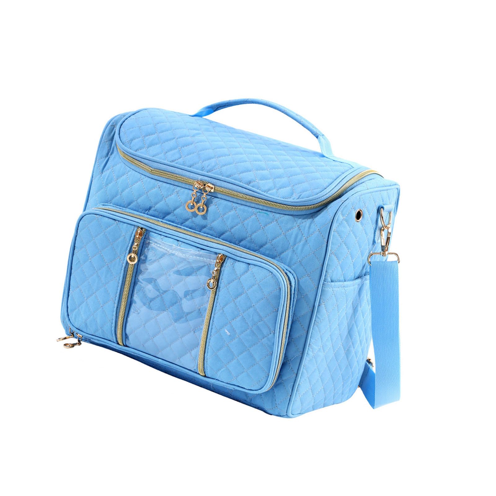 Nucelit Hanging Crochet Yarn Holder with Adjustable Hook Multiple Pockets for Needle Scissors and Dustproof Construction Multiple Compartment Crochet Bag