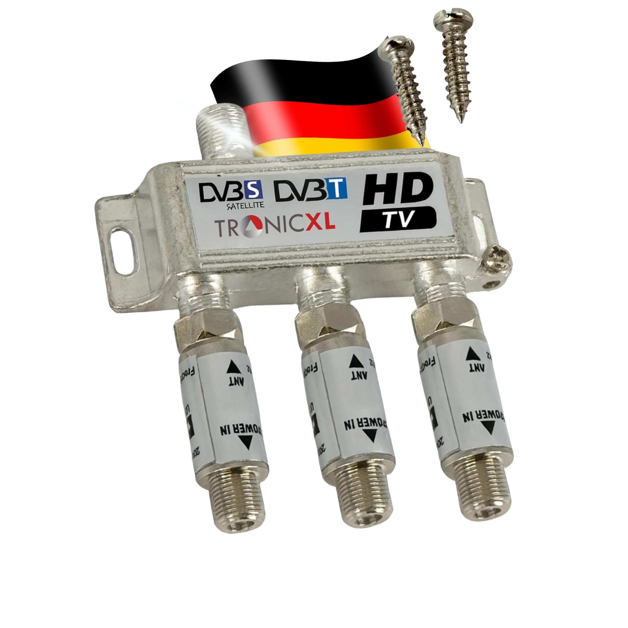 TronicXL Splitter satellitare 3x 60dB Amplificatore I Distributore Antenna Morbido DVB-S2 DVB-T2 Morbido con amplificatore antenna per amplificatore di segnale 3D 4K HDTV per una buona ricezione