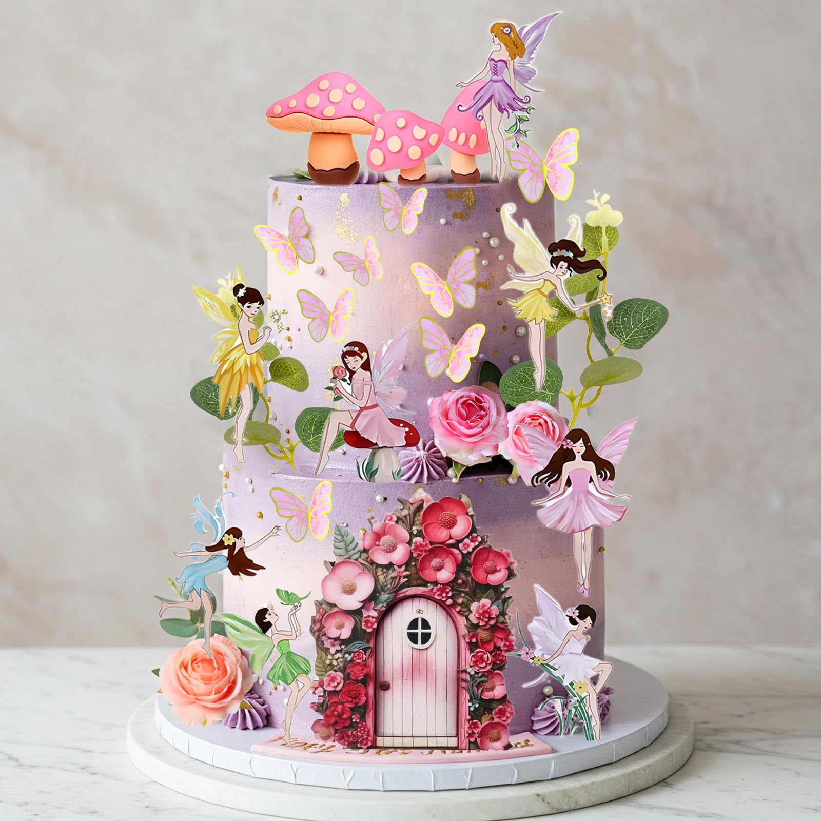 JeVens rosa slver dsco balls decorazone per torta fogle d palma d'argento decorazone per