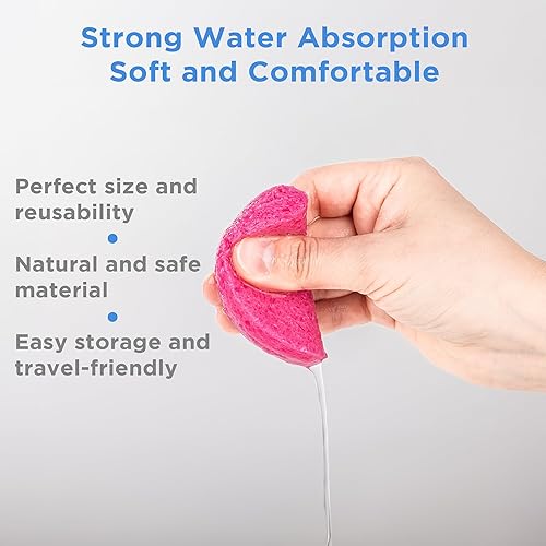 Miniatura 5 de Esponjas faciales comprimidas de 60 unidades, esponjas de celulosa TiwinTi 100% natural, limpieza facial, removedor de maquillaje, esponjas faciales