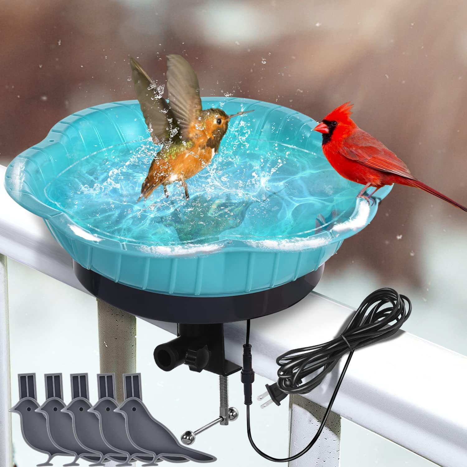 Amazon.com: EKXOZV Heated Bird Bath, 85W Bird Bath Heater Deck Mounted ...