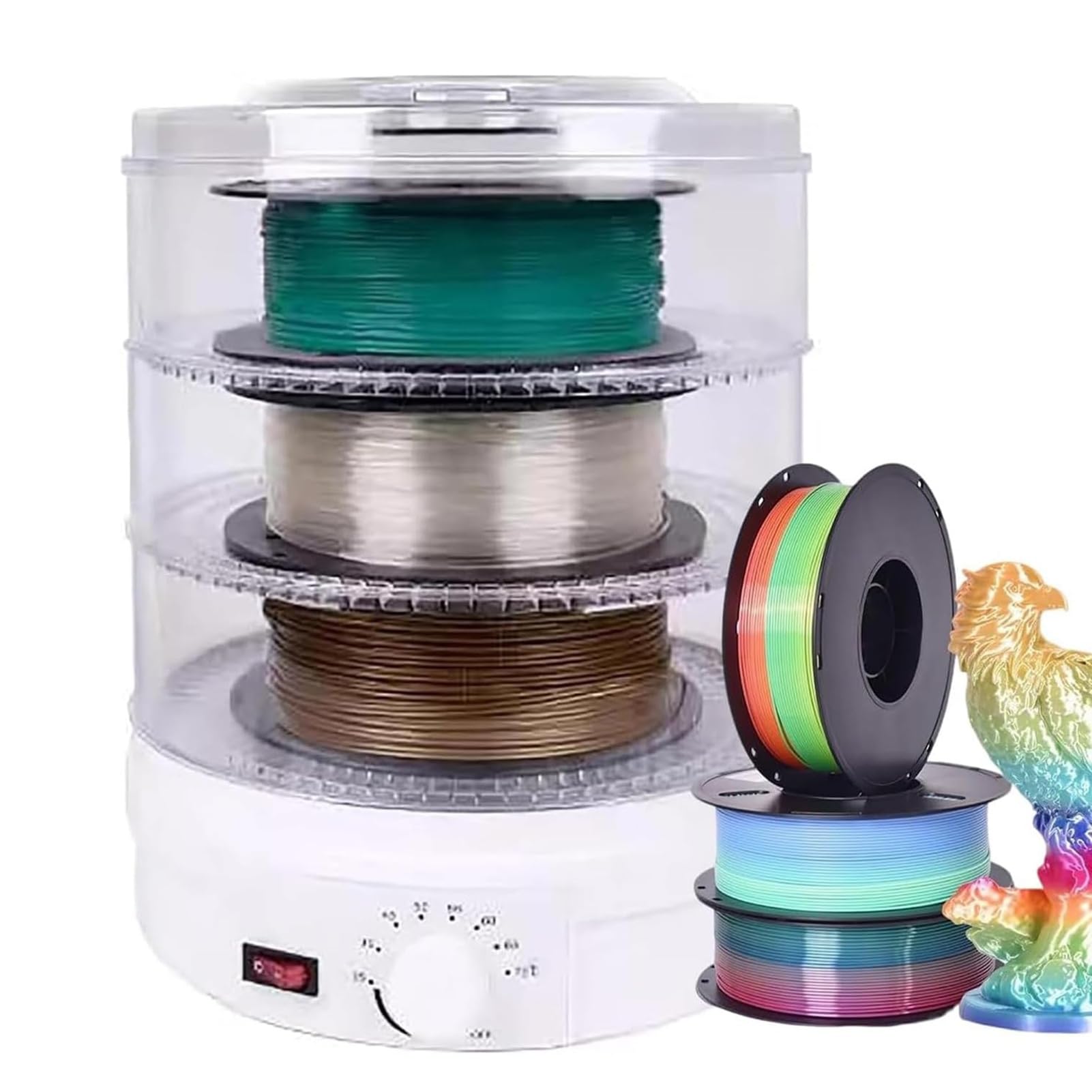 3D Printer Filament Dryer Box,3D Filament Dryer Box,3 Layer Air Dryer with Temperature Control 35°C-70°C, Dust & Moisture-Proof, 360° Circulating Air Drying, for PLA, PETG, ABS, TPU
