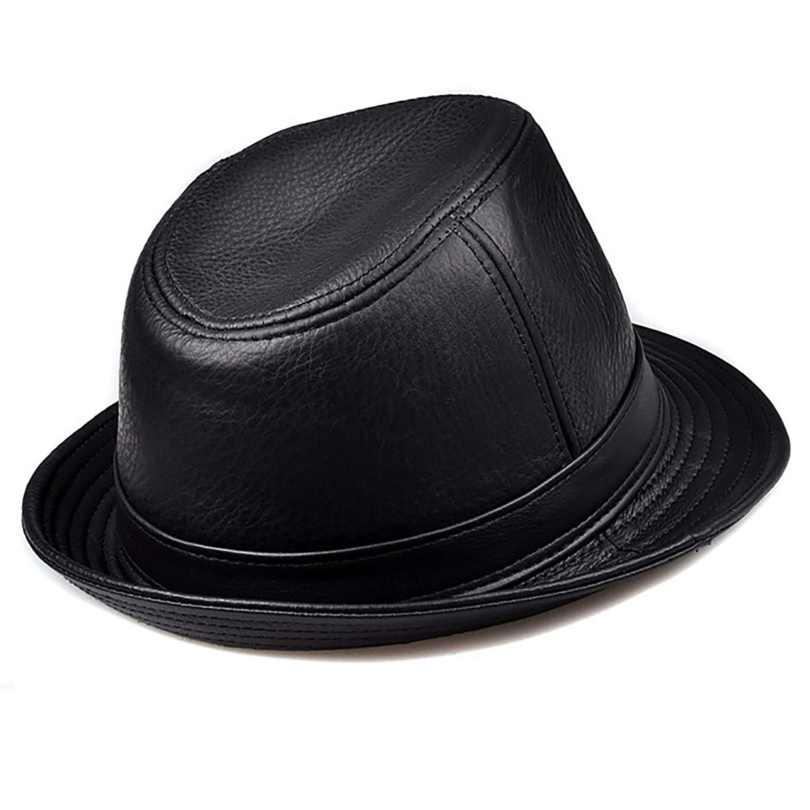 Sombreros de invierno, cuero para hombre Sombrero de jazz Gentleman Hats Cowhide Short Brim Cowboy Party Bowler Fedora Trilby Hat
