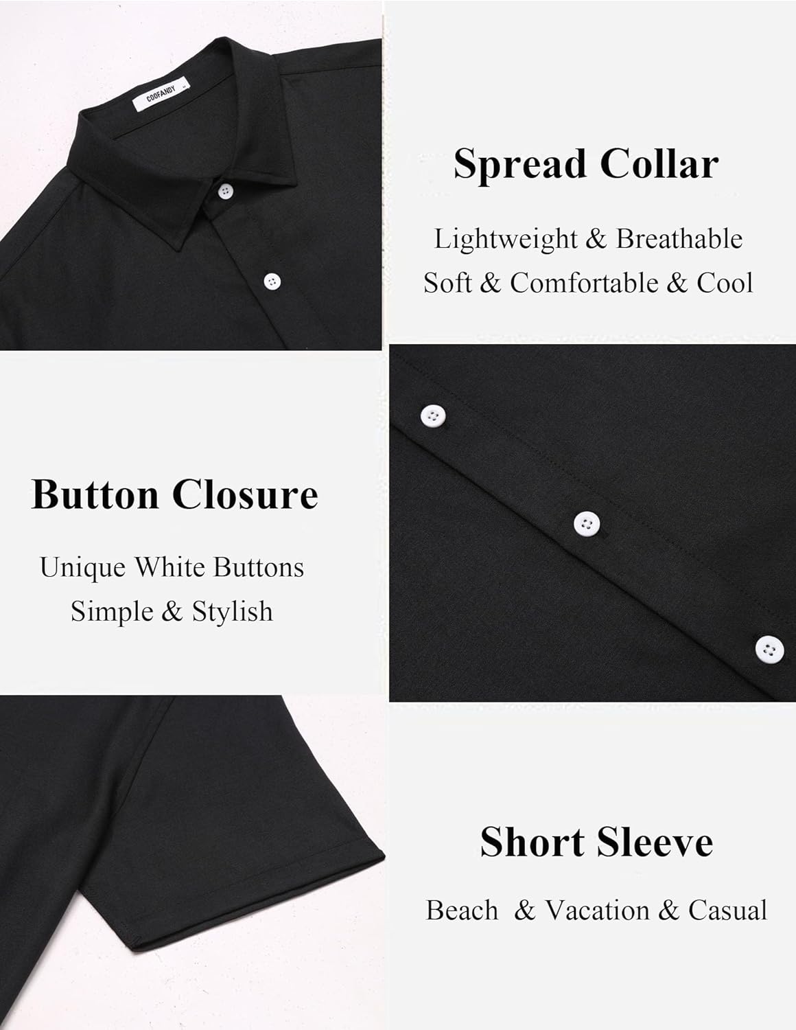 COOFANDY Men’s Button Down Shirt Short Sleeve Lightweight Casual Summer Beach Shirt Textured Linen Shirts - Image 7
