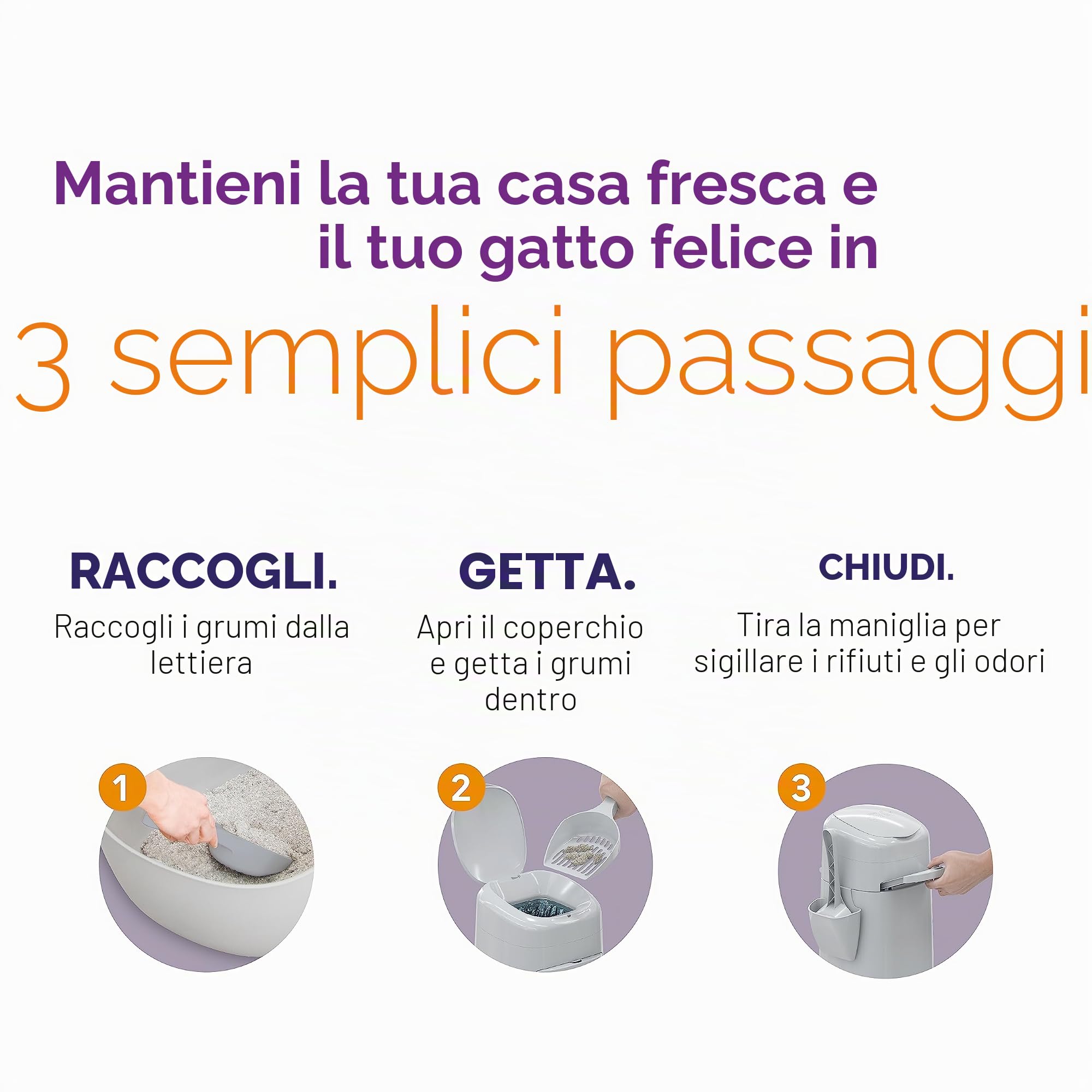 Litter Genie XL+ Secchio | Sistema di smaltimento dei rifiuti della lettiera per Gatti per Il Controllo degli odori | Include 1 Sacchetto di Ricarica Jumbo