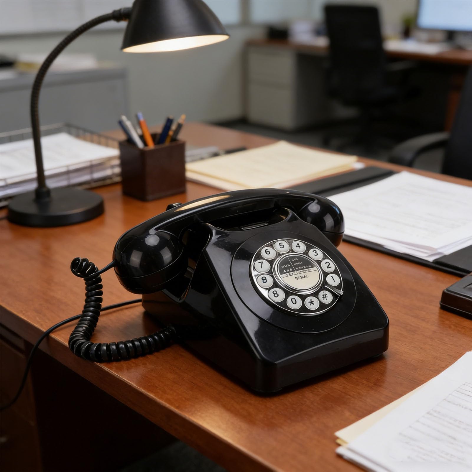 Telefono fisso con cavo, retrò vintage, per la casa, pulsanti di chiamata per sicurezza contro le interruzioni di energia di emergenza, opzione regalo ideale per gli appassionati di retrò (nero