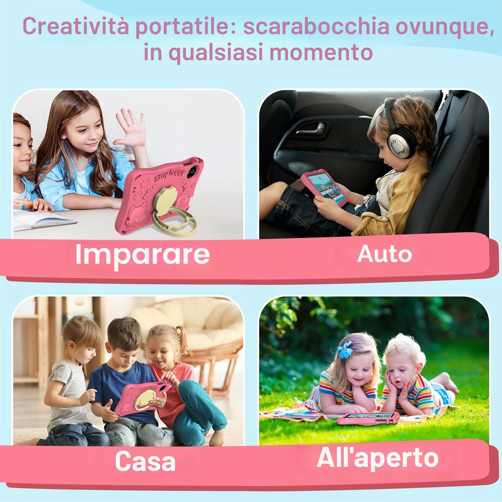 Tablet 9 Pollici Android 15 con Gemini AI, 32GB ROM + Espandibile 2TB, Octa-Core, Widevine L1, WiFi 5G,1340 x 800, BT5.0, Fotocamere 8MP/5MP, 5000mAh, Tablet con controllo parentale – Rosa