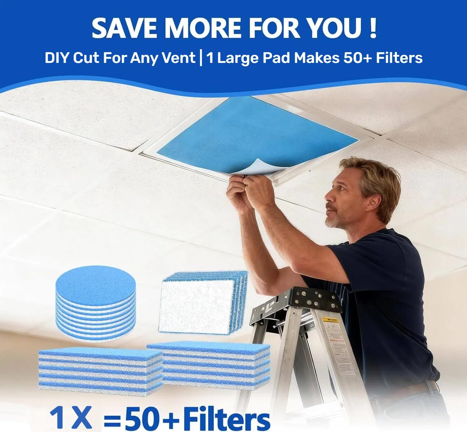 Rouleau de filtres pour grille d'aération, 30,5 x 228,6 cm découpés pour s'adapter aux filtres à air (60 + filtres), filtre électrostatique MERV 8 triple filtration pour sol, plafond, four
