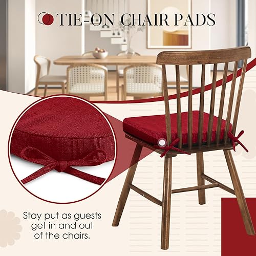 Miniatura 3 de Basic Beyond Cojines para sillas de comedor, paquete de 6, cojines para sillas de cocina con lazos y respaldo antideslizante, 16 x 16 pulgadas,