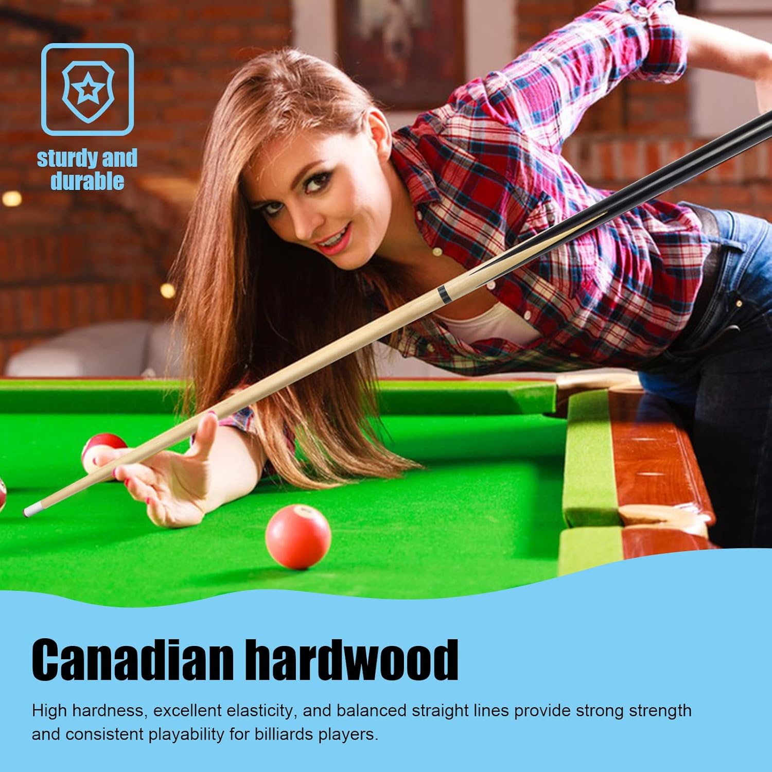 Wooden Billiard House Cue Sticks Shorty Cues Pool Cues for Kids Hardwood Billiard Cue Sticks 13mm Glue-on Tips,Set of 2