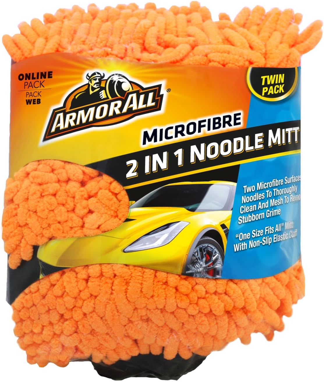 Armor All E303214600 Noodle Mitt (Twin Pack, Online Exclusive), Orange