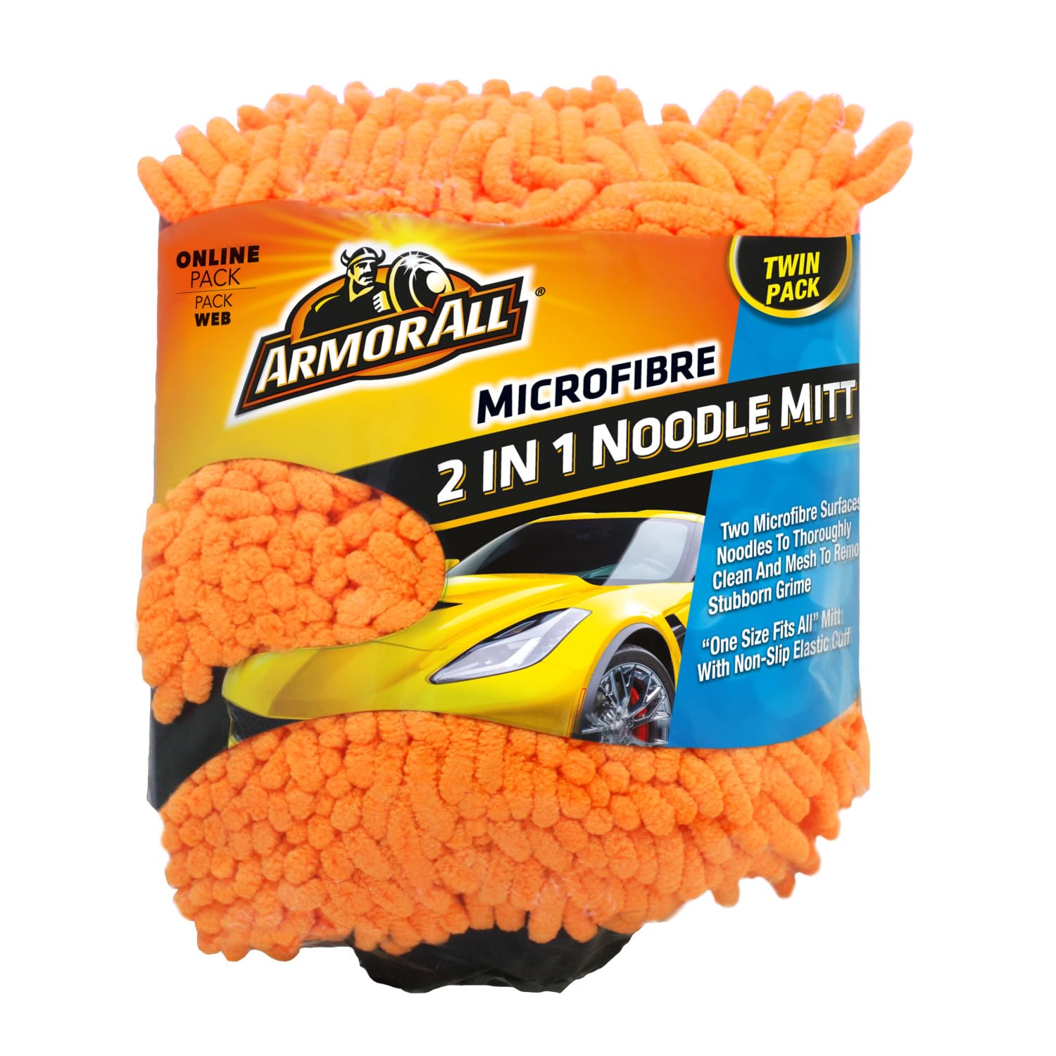 Armor All Car Cleaning Kit, Microfibre Noodle Car Wash Mitt, Set of 2