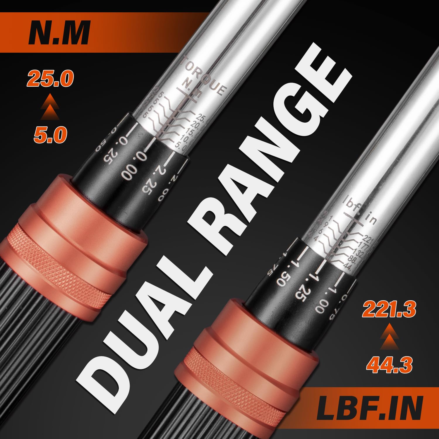 Set di 14 chiavi dinamometriche a scatto da 1-1/4", 5-25 Nm ±3%, kit master con 11 punte CR-V (H2-H8/T20-T40/PH1-PH2), estensione da 4" e adattatore, testa a 72 denti per riparazione