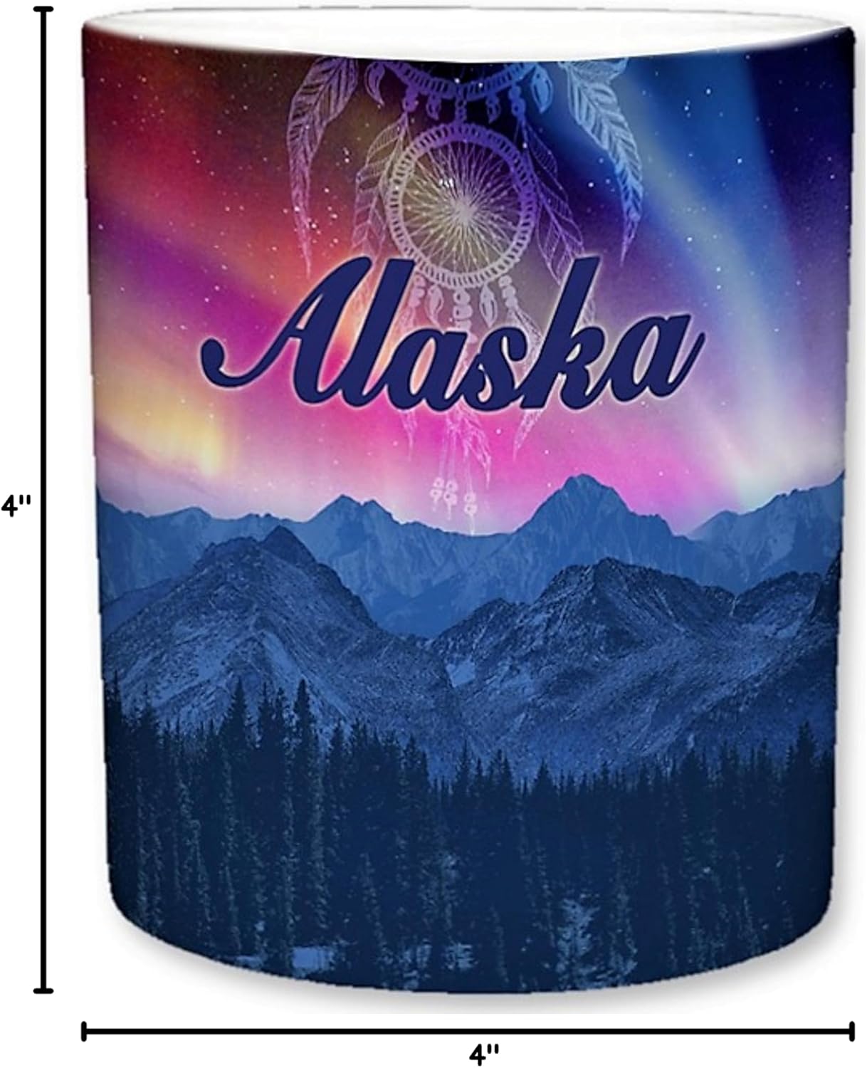 Sweet Gisele | State of Alaska Inspired Mug | Ceramic Coffee Cup | Mountainous Scenery | Aurora Borealis Detailing | Faded Dreamcatcher | Vivid Colors | Great Novelty Gift | 11 Fl. Oz - Image 7