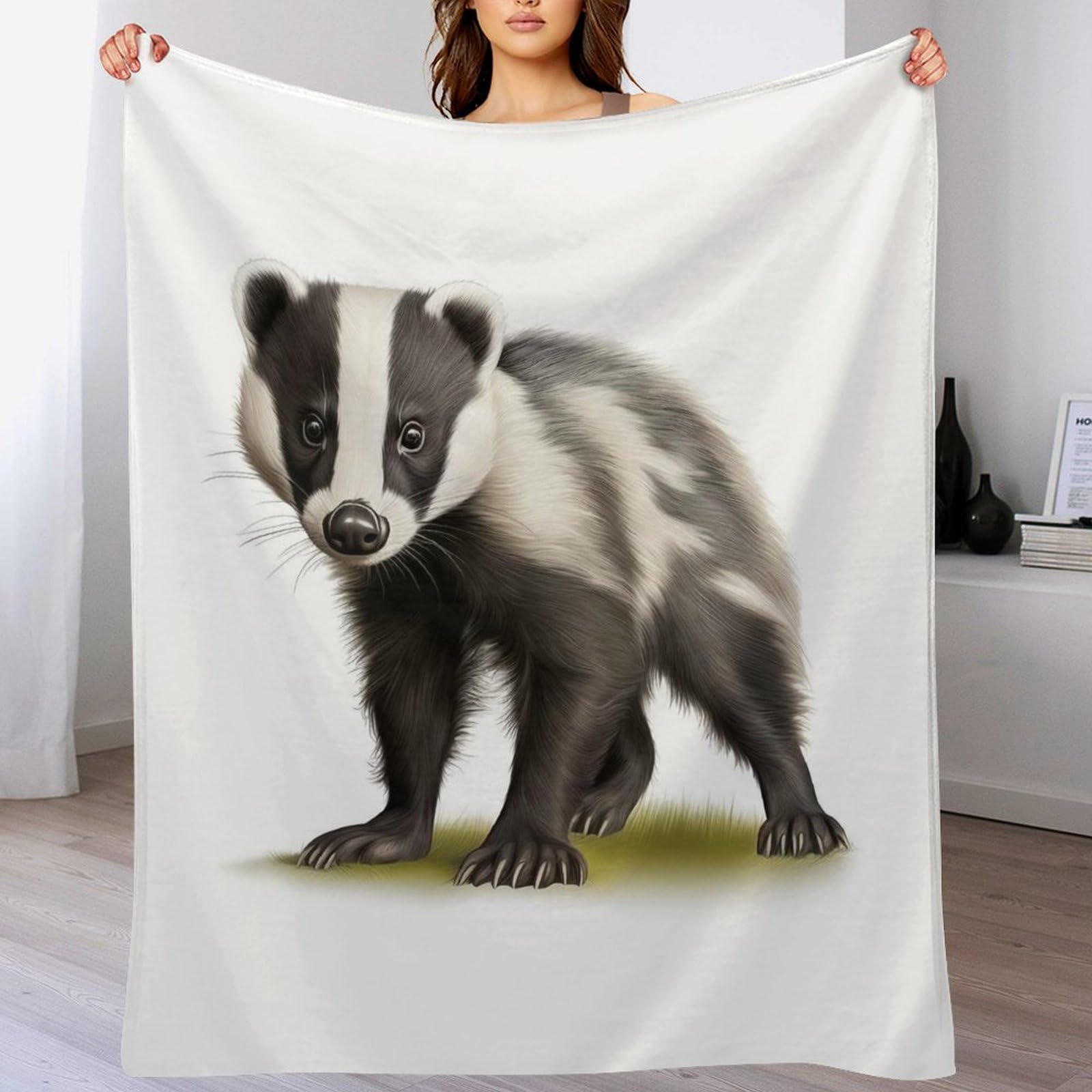 Couverture moelleuse motif blaireau le cadeau de douceur réconfortant pour la maison