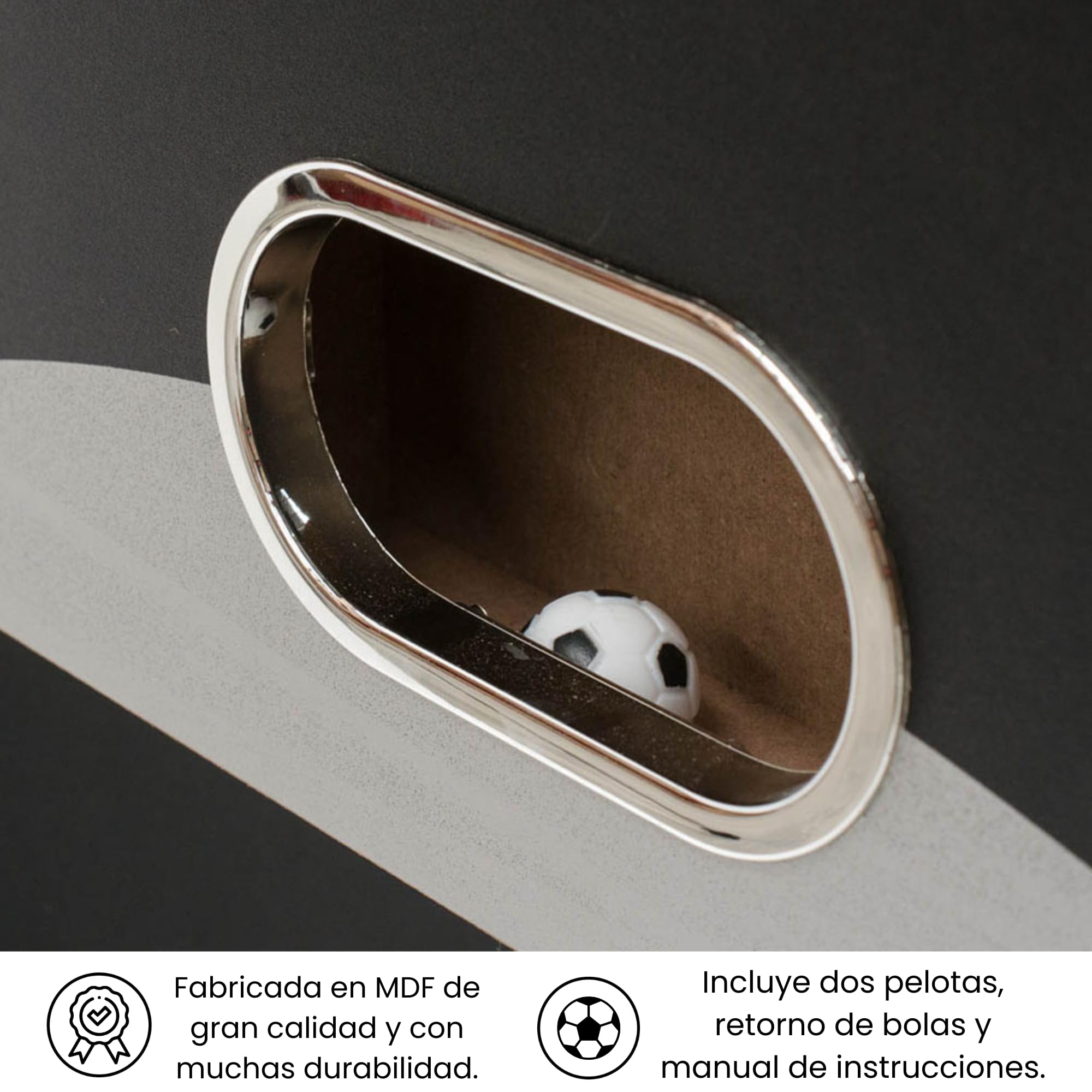 Devessport - Futbolín Silver Semi Profesional con Niveladores y Posavasos | Futbolín con Retorno de Bolas| Modelo de Gran Tamaño para Adultos y Niños