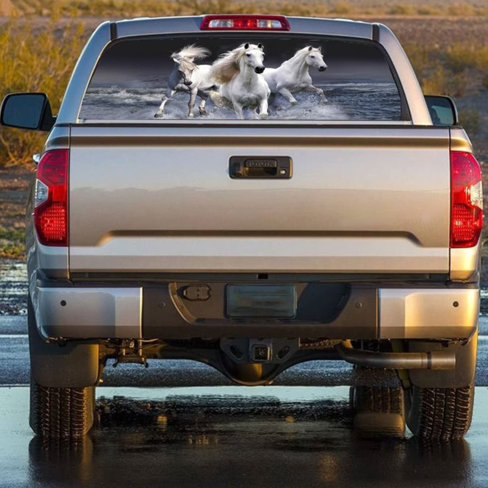 Emblema del distintivo sul mio pick-up, camion, camion, SUV, adesivo for conversione automatica sul lunotto posteriore Cavallo bianco Steed Decalcomania for lunotto posteriore grafica perforata Vedi a