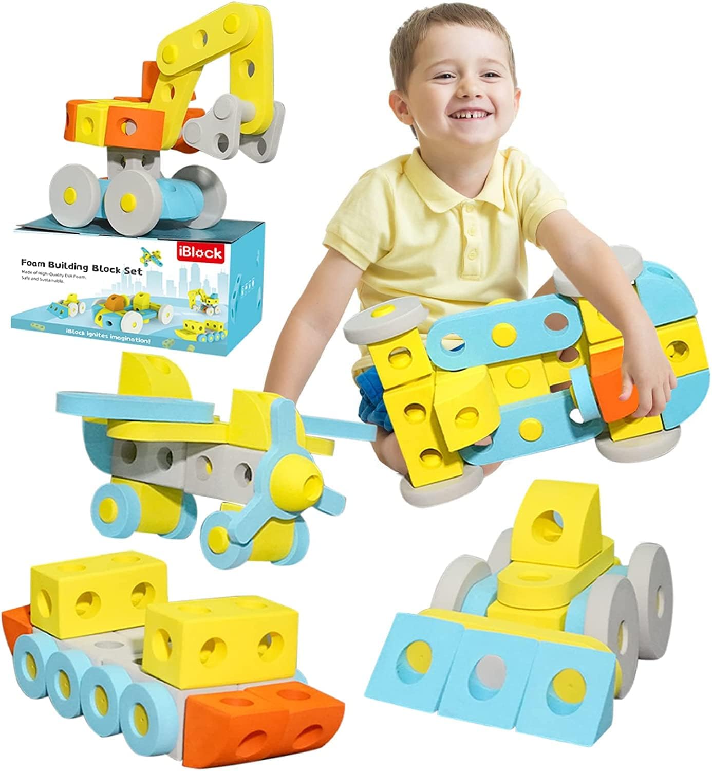 AM ANNA Giant Foam Building Block Set, Soft EVA Stacking Blocks for ...