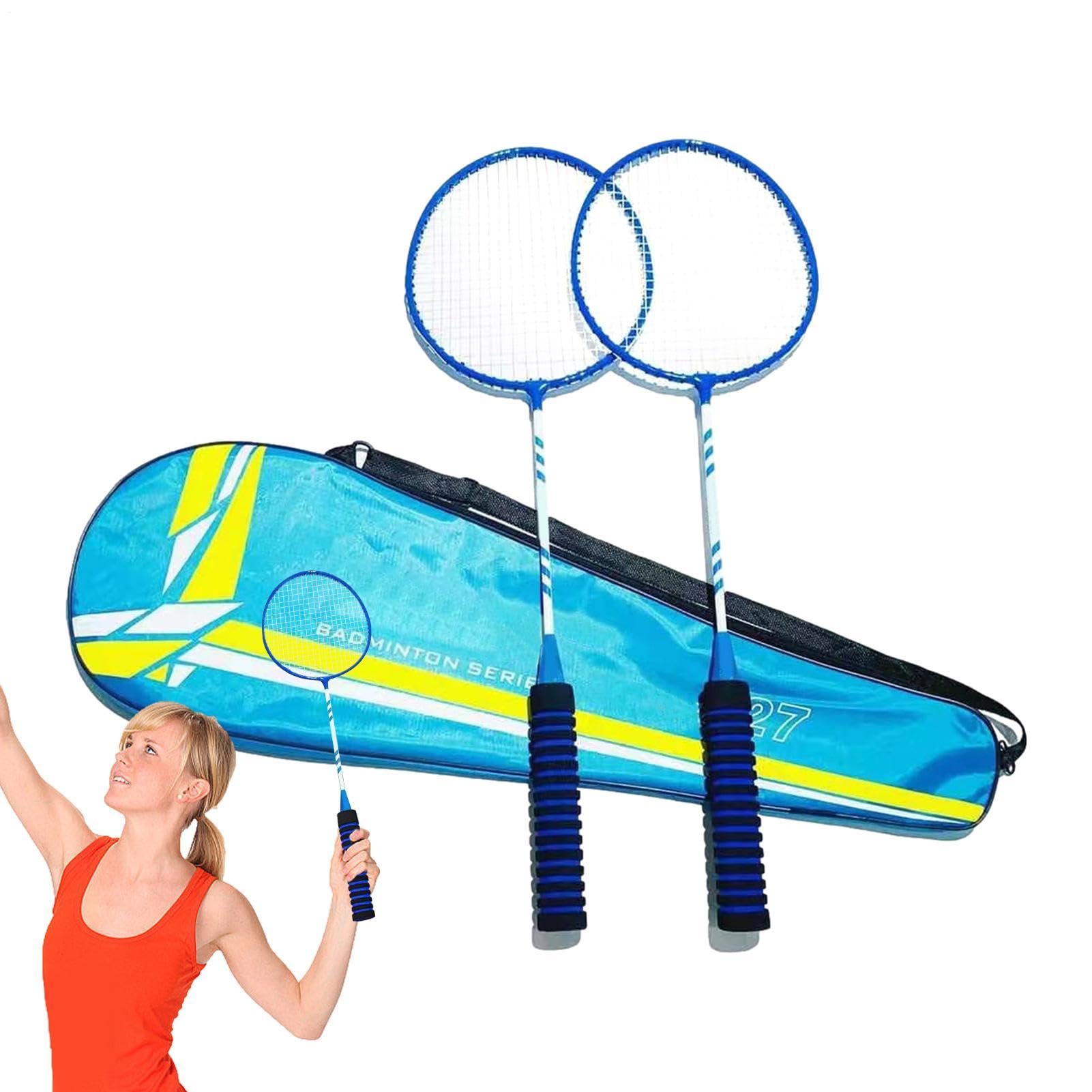 Set di Racchette da Badminton,Set di ricambio per Racchette da Badminton | leggere per 2 giocatori | Racchette elastiche e antiscivolo, attrezzatura per spiaggia, giardino, f