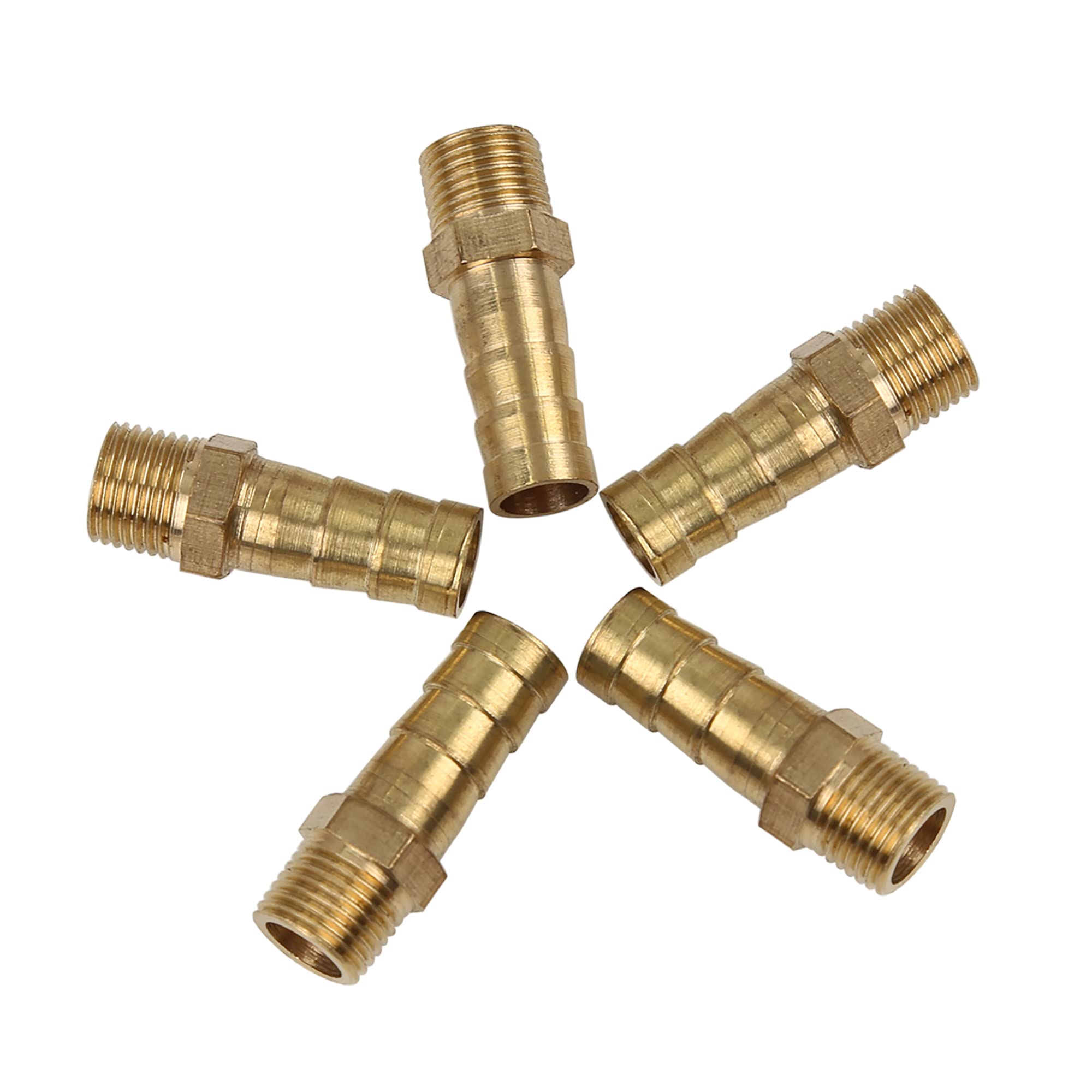 A ABSOPRO Laiton Tuyau Barbillon Raccord 8mm ID x 1/8" NPT Mâle Connecteur (Ensemble de 5)