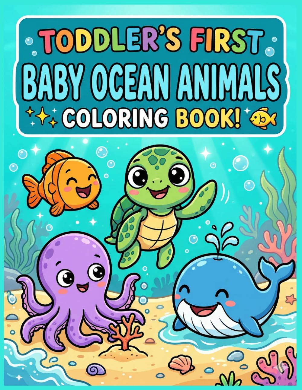 Toddler’s First Ocean Animals Coloring Book: Big, Simple Pages for Ages 2-4 | 48 Fun Ocean Animal Designs with Easy Coloring & Practice Pages