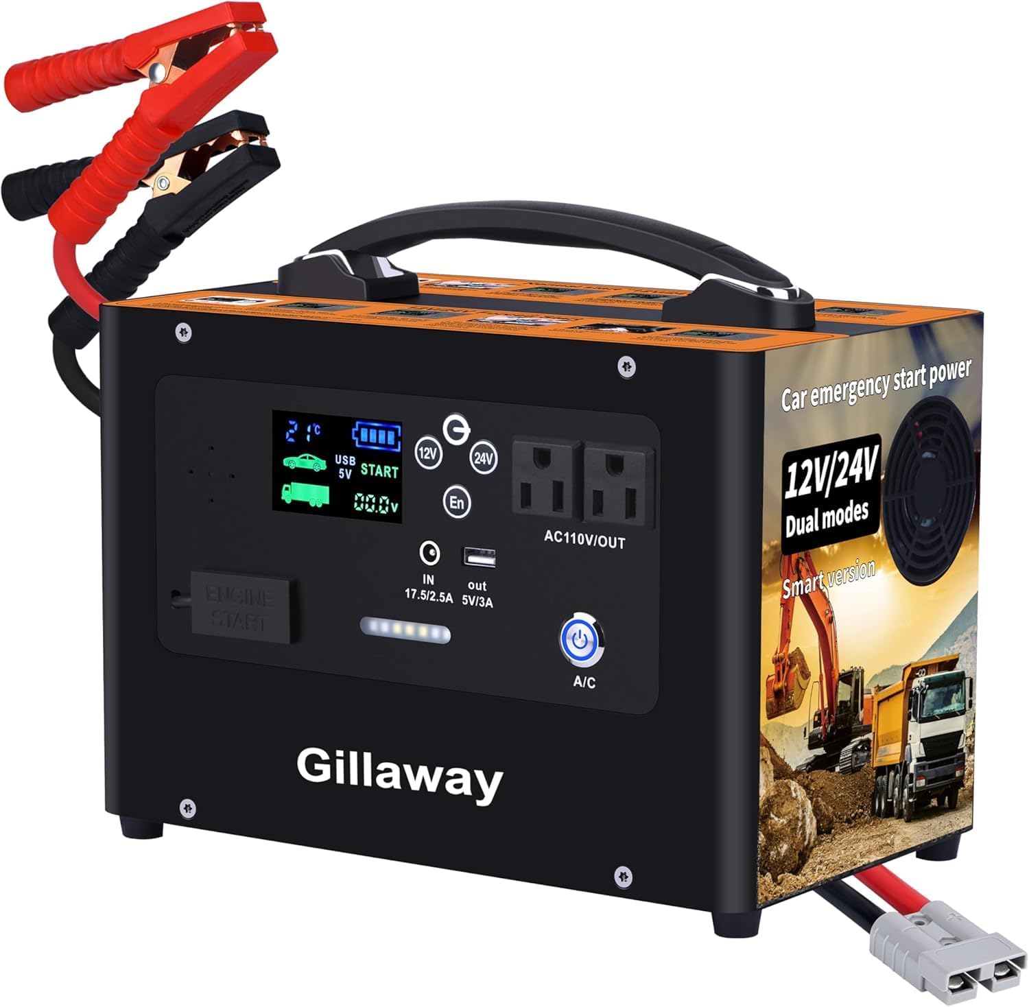 V10 10000A Car Jump Starter, Portable Power Station Backup Lithium Battery，12V/24V Heavy Duty Truck Jump Starter Battery