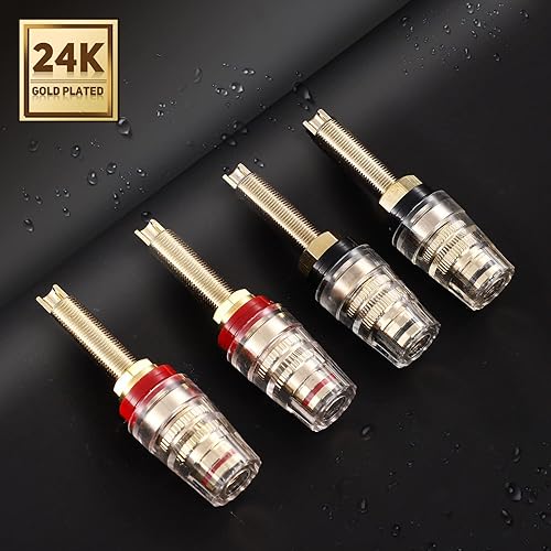 Miniatura 3 de Facmogu 4 conectores tipo banana de 5 vías de alta resistencia en negro y rojo de 0.157 pulgadas, chapado en oro de 24 quilates, con aislamiento de