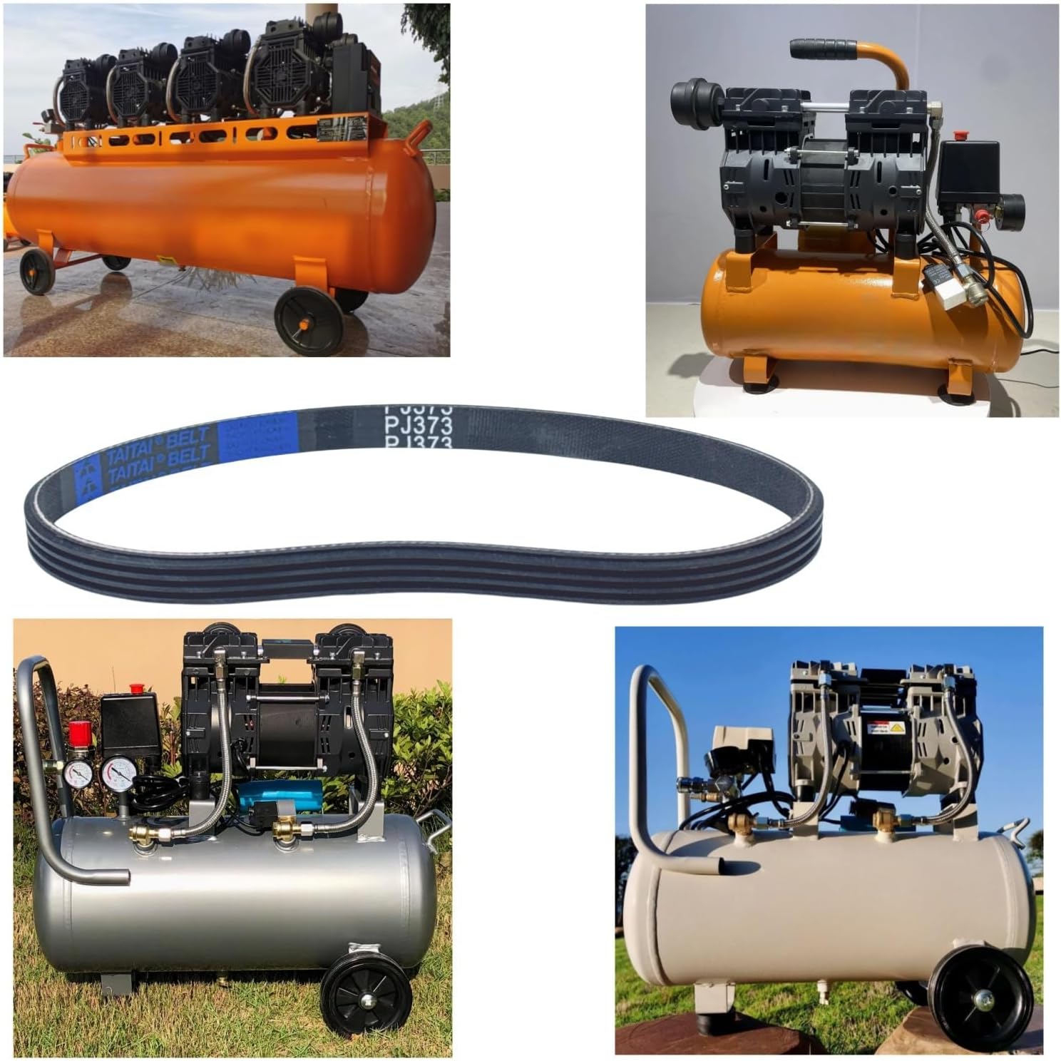PJ373 Belt Replacement for Husky H1504ST A700062 Air Compressor Pumps, 4 Pack V Belt Compatible with Stanley Bostitch AB-9075316