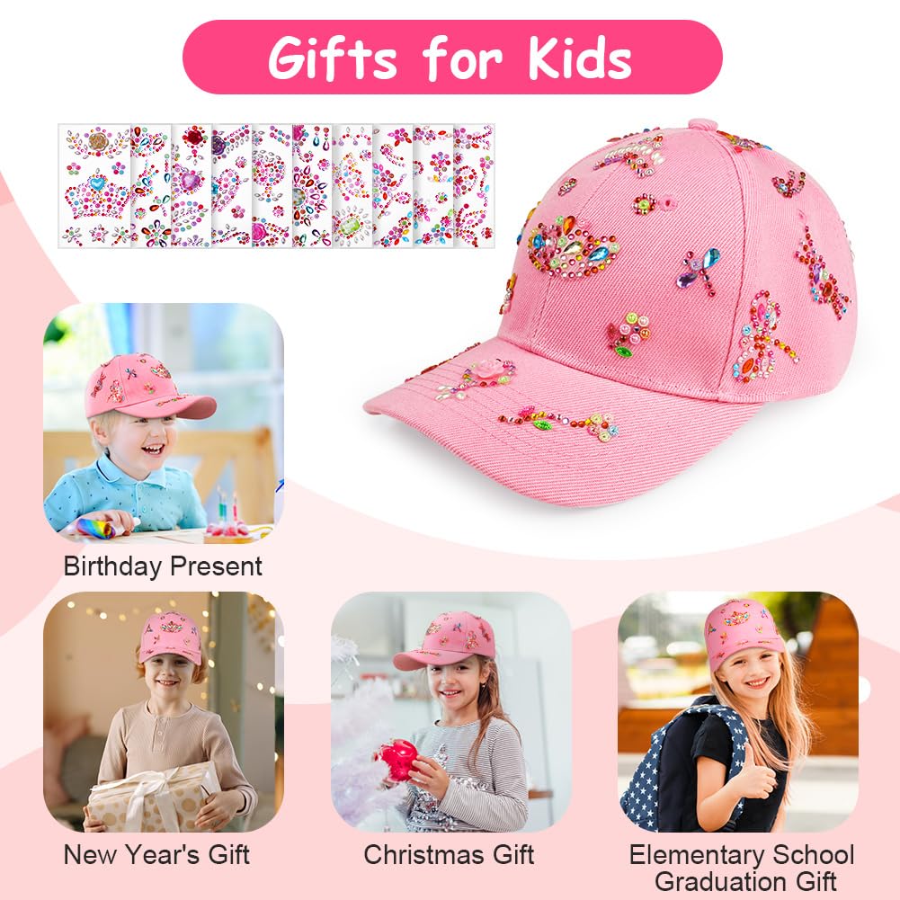 Gorra de Béisbol DIY con Pegatinas de Brillante Diamantes para Niñas