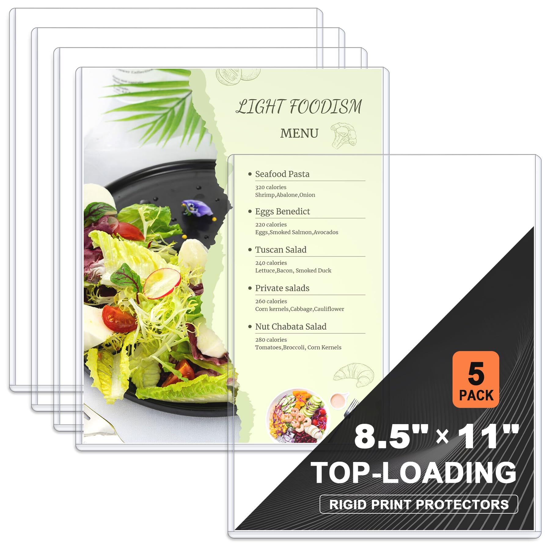 Ndsox 5 Pack 8.5" x 11" Rigid Print Protectors Clear Hard Plastic Sheet Protectors Top Loading for Birth Certificates, Documents, Posters, Photos,