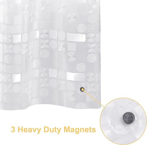 Miniatura 7 de NTBAY - Cortina de ducha transparente de etilvinilacetato, repelente al agua, para cabina de ducha de baño, diseño geométrico, de cubos y circular,