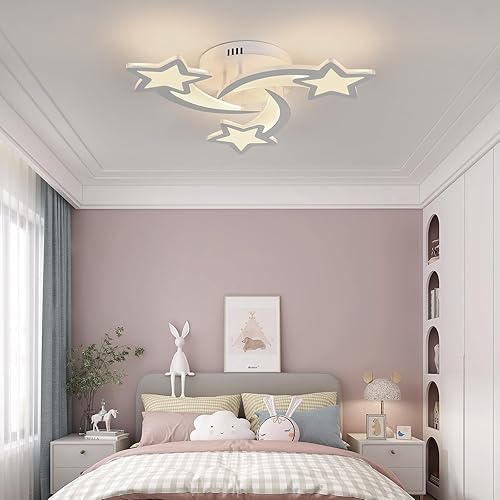 Miniatura 4 de Goeco Lámpara de techo moderna, 3 modos de luz (3000 K4500 K6000 K) acrílico blanco cerca del techo, lámpara de techo de dibujos animados de