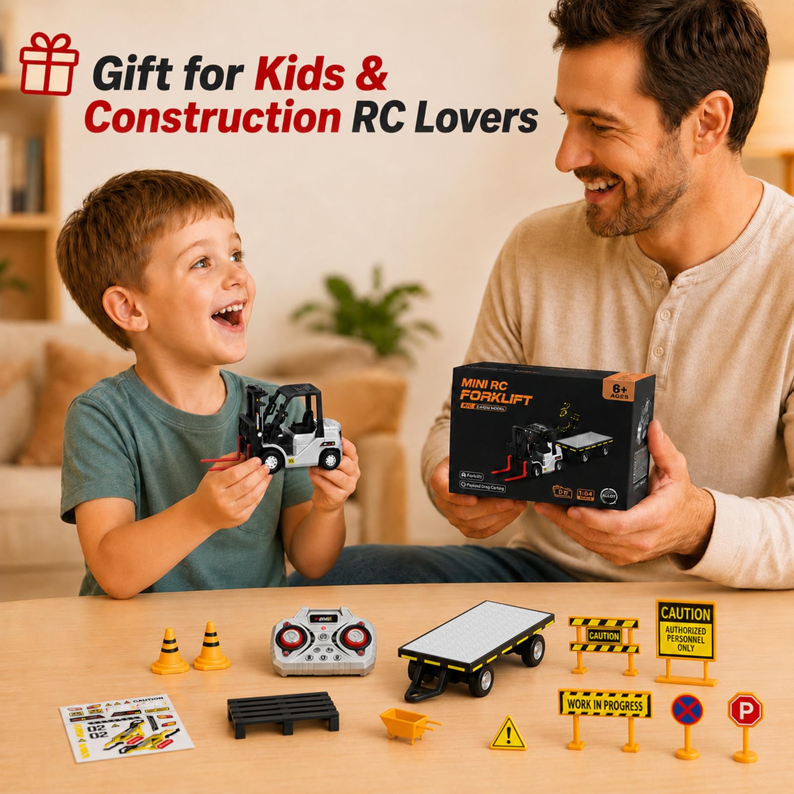 Mini Remote Control Forklift Toy - RC Construction Vehicle -9