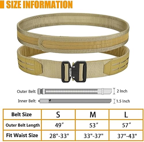 Miniatura 6 de MOZETO Cinturón de batalla Molle, cinturones tácticos de 2" para combate de guerra, cinturones de liberación rápida para aplicación de la ley y