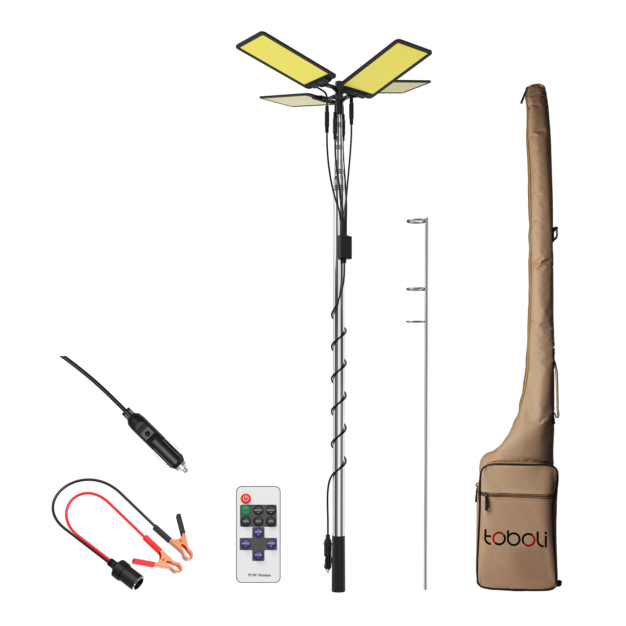 Wiltec Lampada da campeggio LED V2, estensibile 12V per illuminazione outdoor