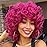 andromeda Hot Pink Wigs for Black Women Soft Short Curly Wig with Bangs Heat Resistant Synthetic Fiber Hair Wigs for African American Black WomenHot Pink