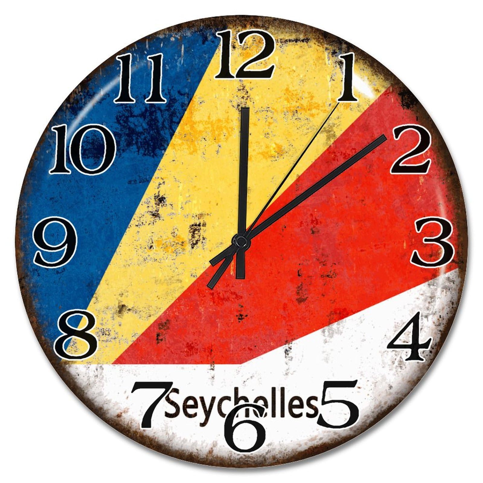 Horloge murale Seychelles 38 cm rustique à pile pour cuisine