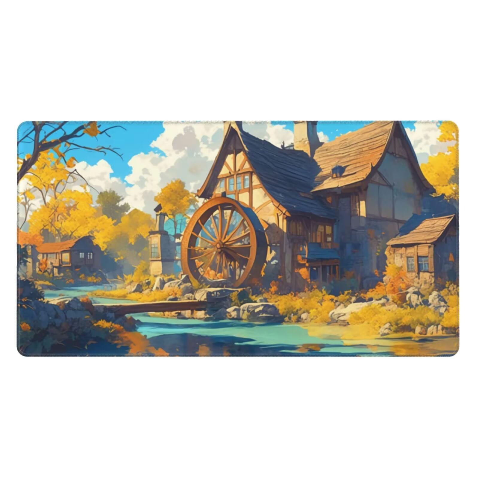 Alfombrilla de Ratón Gaming Grande XXL 1400x600x4mm con Bordes Cosidos, Tela de Micro Tejido, Base de Goma Antideslizante y Mouse Pad, para Teclado Escritorio, PC, Oficina Arroyo de la Cabina Y5028