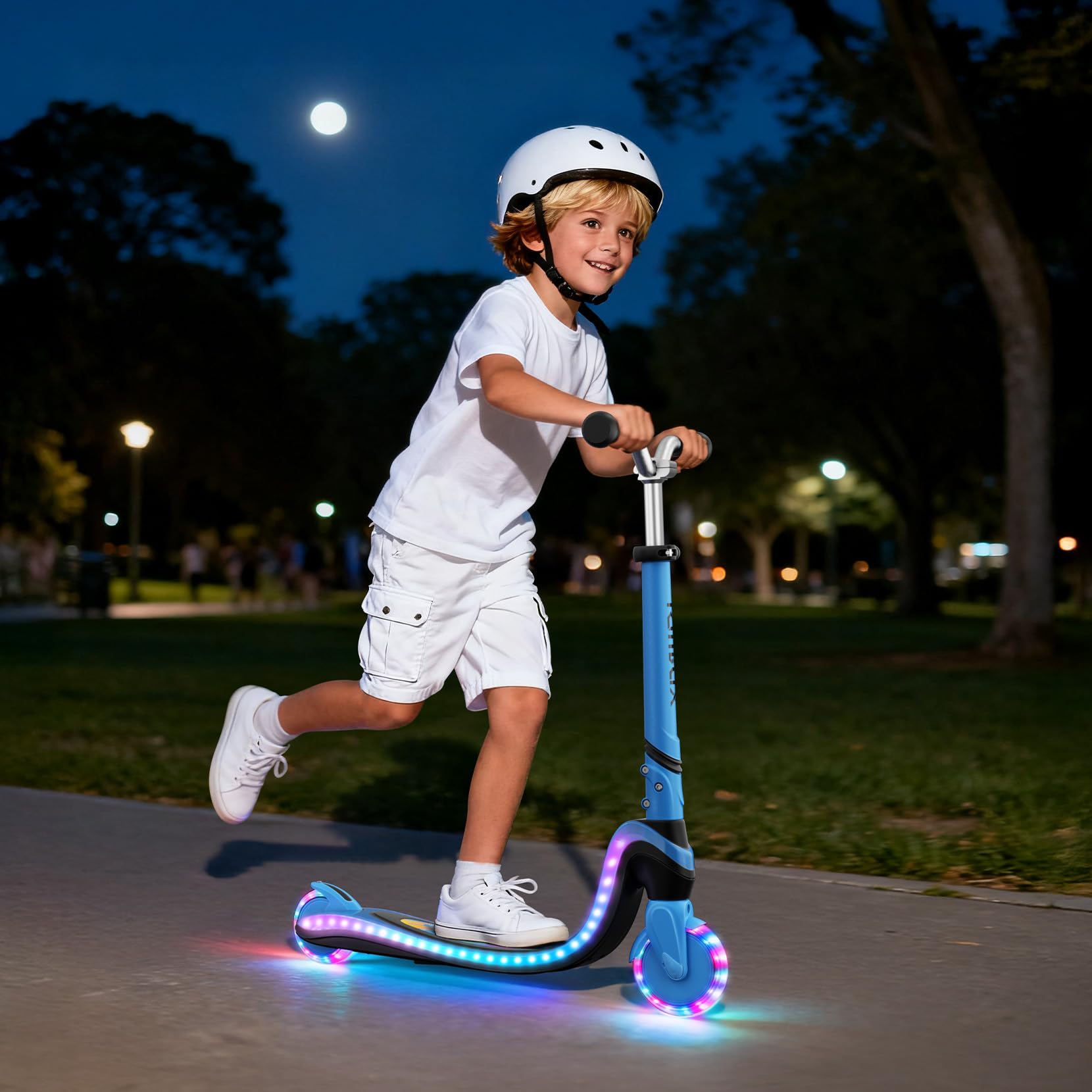 TONBUX Trottinette pour Enfants de 3 à 12 Ans, avec Planche Lumineuse Cool et Roues en Polyuréthane, Hauteur Réglable en 3 Niveaux, avec Support, Légère, Trottinete Enfants de 3 Ans