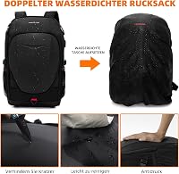 KINGSLONG Vízálló Laptop Hátizsák 15-17,3" - Kemény Héjú Motoros Hátizsák USB Porttal, Gamer és Utazó Táska, Fekete 3