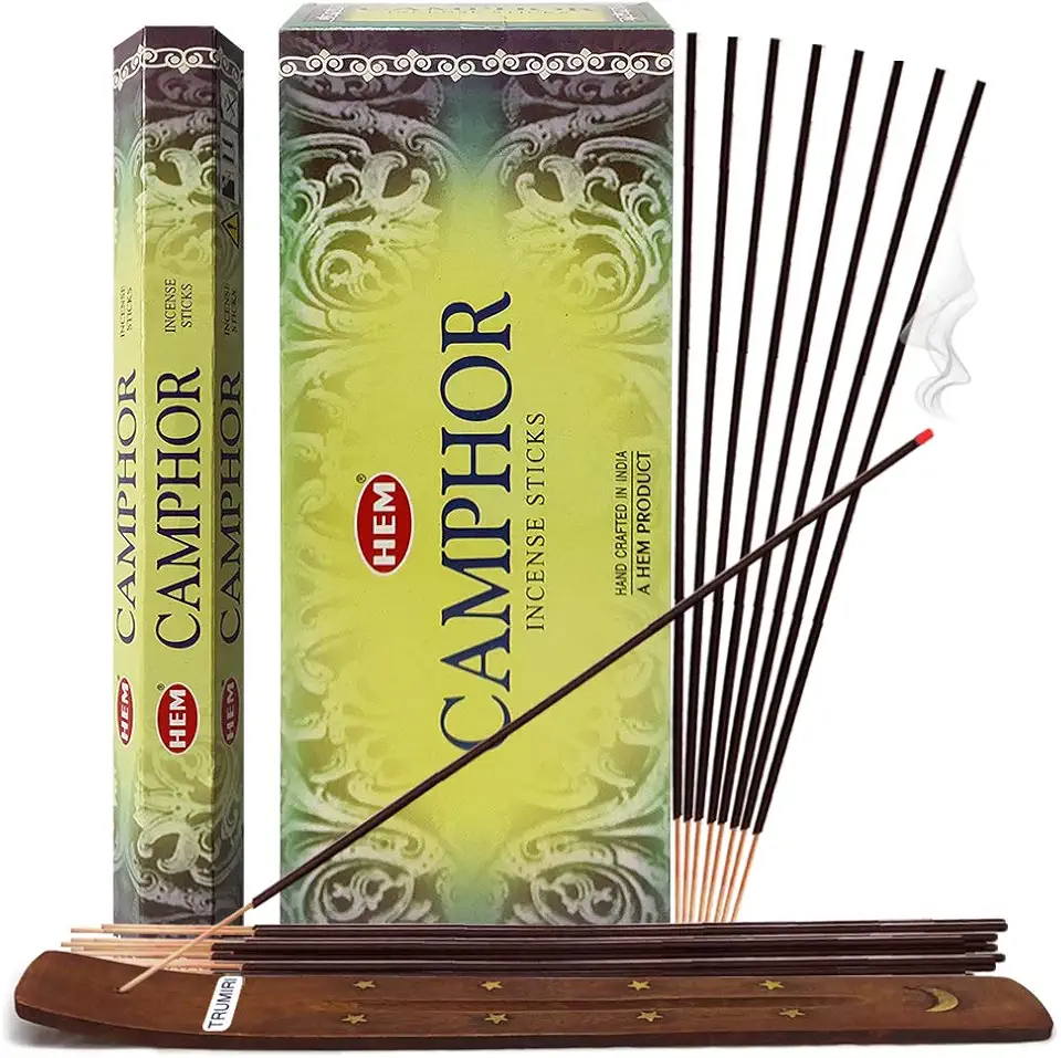 Pure Camphor Incense Sticks + Holder
