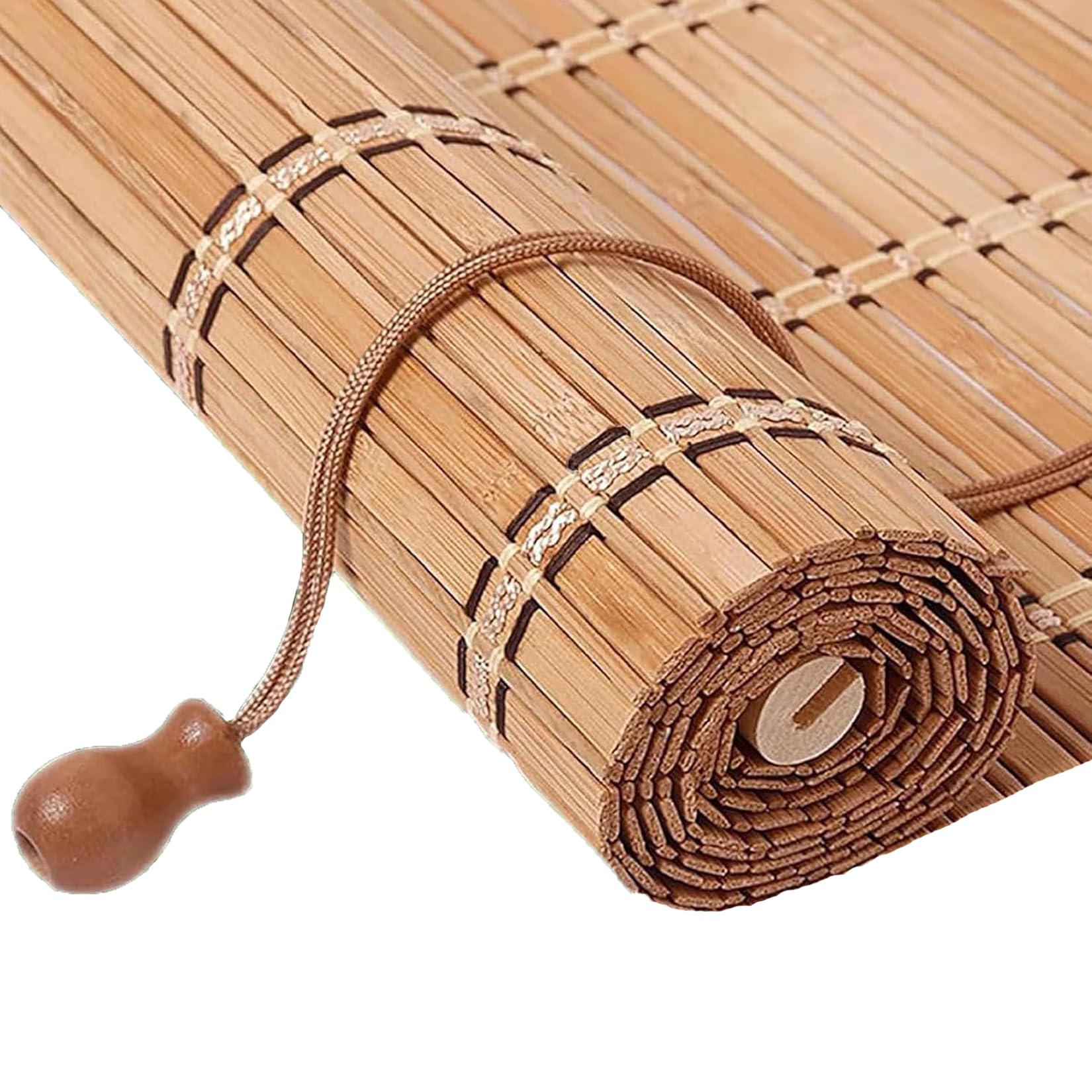 Bamboo Blackout Roller Blind Bamboo Roller Blinds No Drill Roman Wooden Blackout Blinds Daynight Sun Shade Curtain for Indoor, Outdoor, Balcony Garden