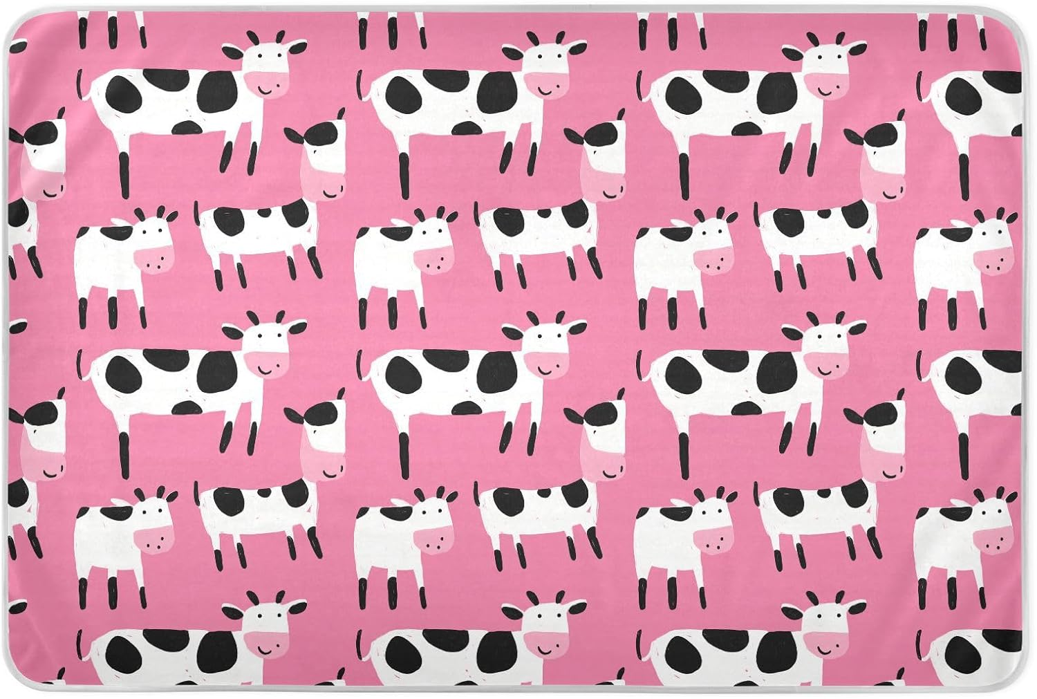 Cartoon Cute Cow Pink Extra Large Resuable Baby Bed Pad Waterproof Washable Potty Training Cover Non-Slip Toddler Bedding Products for Kids Bedwetting , 52" L x 34" W