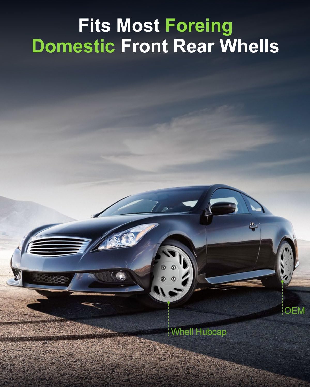 SCITOO 4-Piece 13 Inch Silver Hubcaps,Easy to Install and Suitable for a Variety of Models, Beautiful Appearance, Long-Lasting Universal-Fit Steel Wheel Rim Cover PP Material