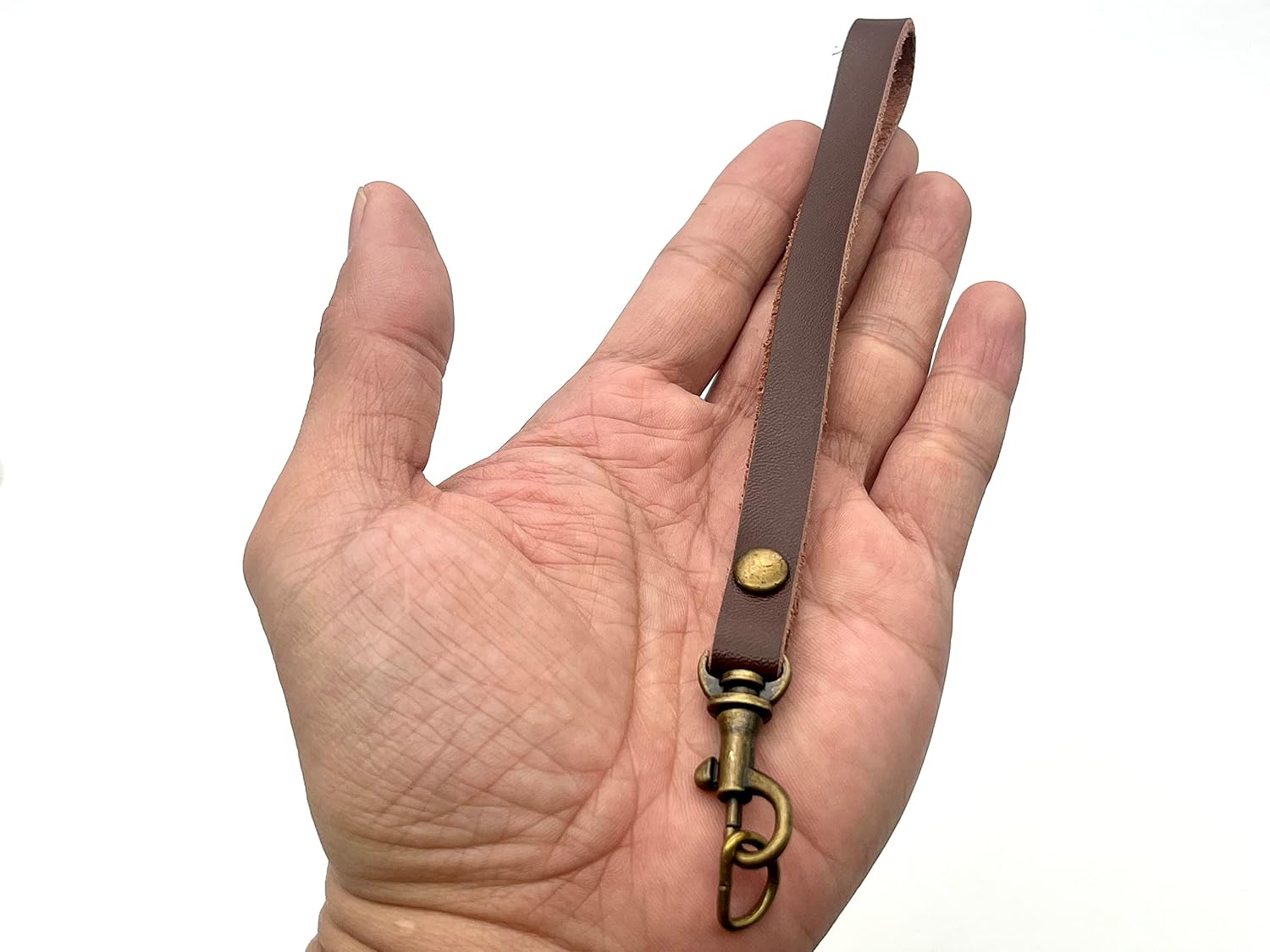 3dancraftit Genuine Leather Wristlet Strap Wrist Straps Handle with Lobster Clasp and D Ring for Key fob Replacement 7" / 18cm Dark Coffee CF80E