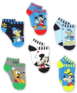 Mickey Mouse Pluto Goofy Donald Duck Toddler 6 Pack Quarter Socks Set