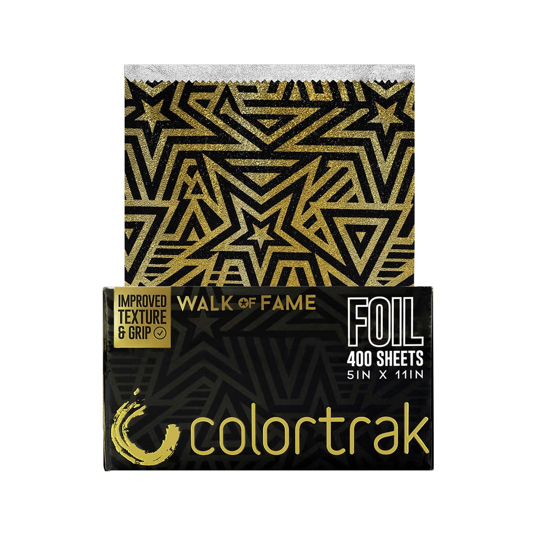 Colortrak Walk of Fame Pop-up Foil W/Dispenser (400 Count), Pre-cut Sheets, Non-Slip Embossed Texture, 5" x 10.75" Sheets for Hair Foil Coloring and Highlighting Sheet Applications